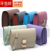 新款 手搓纹牛皮真皮女包复古牙签纹豆腐包Box小方包单肩斜挎包