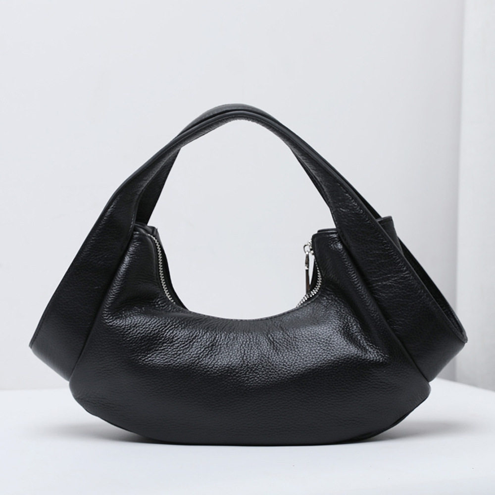 爆款全头层牛皮女士单肩斜挎手提包真皮饺子包包跨境