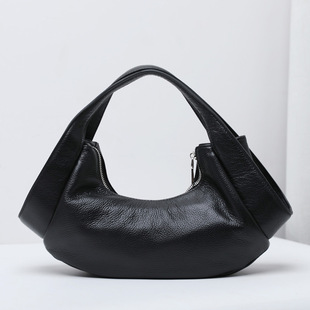 爆款全头层牛皮女士单肩斜挎手提包真皮饺子包包跨境