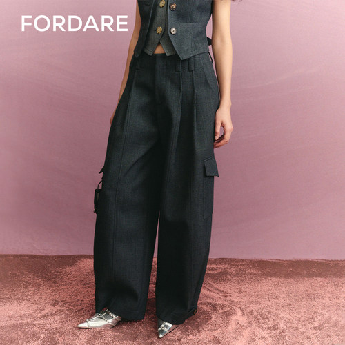 FORDARE/福蝶24秋冬宽松双摺工装感西裤