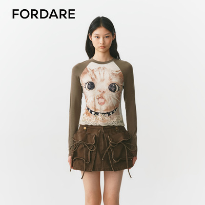 FORDARE/福蝶26度假系列吐舌小猫T恤