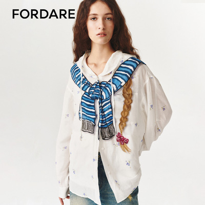 FORDARE/福蝶26春夏趣味手绘绑结小碎花衬衫