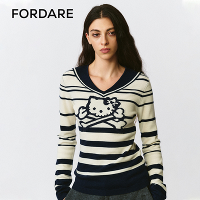 FORDARE/福蝶25早秋海军领嵌花针织内搭