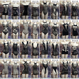 哼唧家 撕扯我 镂空蕾丝弹力大码性感渔网衣透视制服高级感套装女