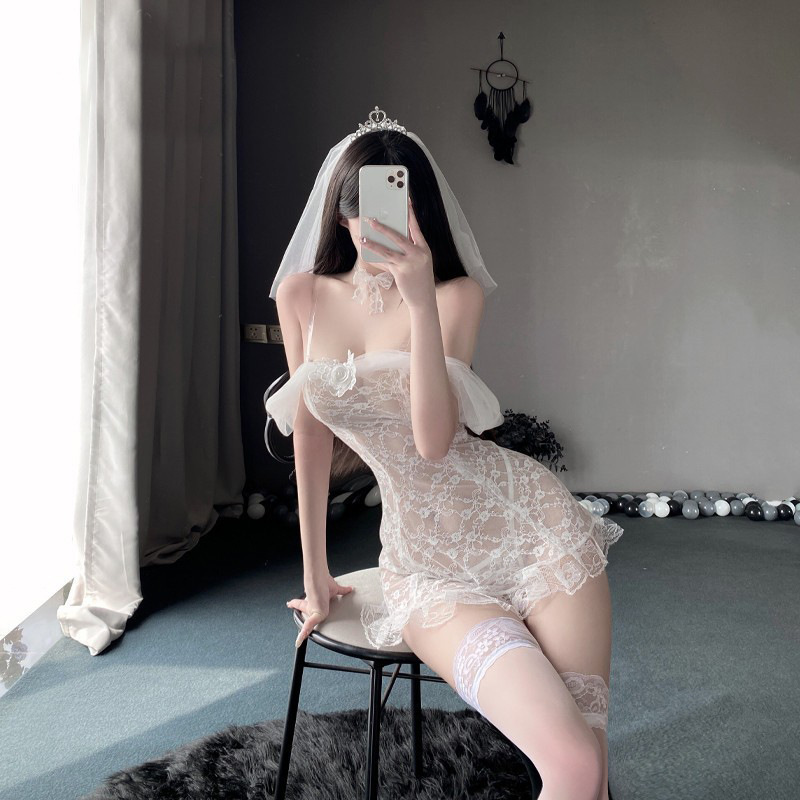 性感睡衣情趣婚纱cos透视新娘装制服角色扮演床上诱惑装衣服 qqny
