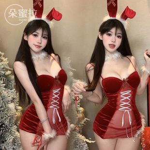 肚兜女成人床上大尺度角色扮演衣服性感红色圣诞节氛围感睡衣纯欲