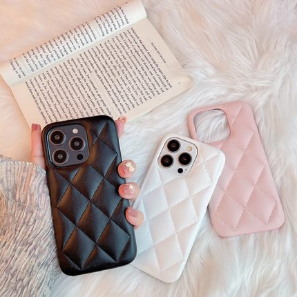 新款16pro小香风菱格15适用苹果14promax手机壳iPhone13女款12pro皮质11保护套xs名媛风简约14plus高级感防摔