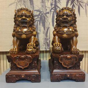 门口石狮一对雕塑玻璃钢仿铜铸铜酒店别墅守门招财狮定制园林景观