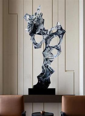 酒店大堂大型落地摆件透明树脂太湖石雕塑客厅玄关艺术装饰品定制