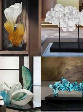 简约现代家居创意透明树脂雕塑摆件酒店样板房玄关客厅软装艺术品