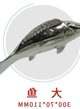 会所家居豪宅会馆酒店门口装饰不锈钢水景水池玫瑰金鱼摆件现货