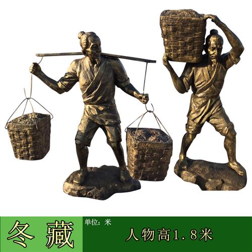玻璃钢牛犁地雕塑仿铜农民耕地播种人物户外农耕文化园林景观摆件