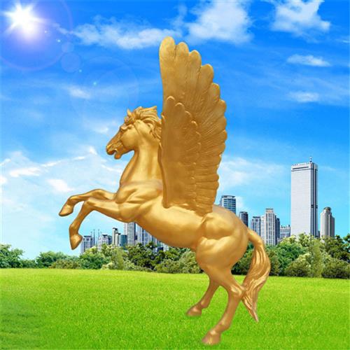 仿铜玻璃钢仿真飞马雕塑户外古铜翅膀天马模型广场马雕塑铜马