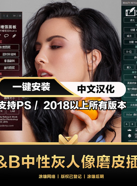 PS商业修图人像D&B中性灰高低频磨皮插件RA Beauty Retouch Panel