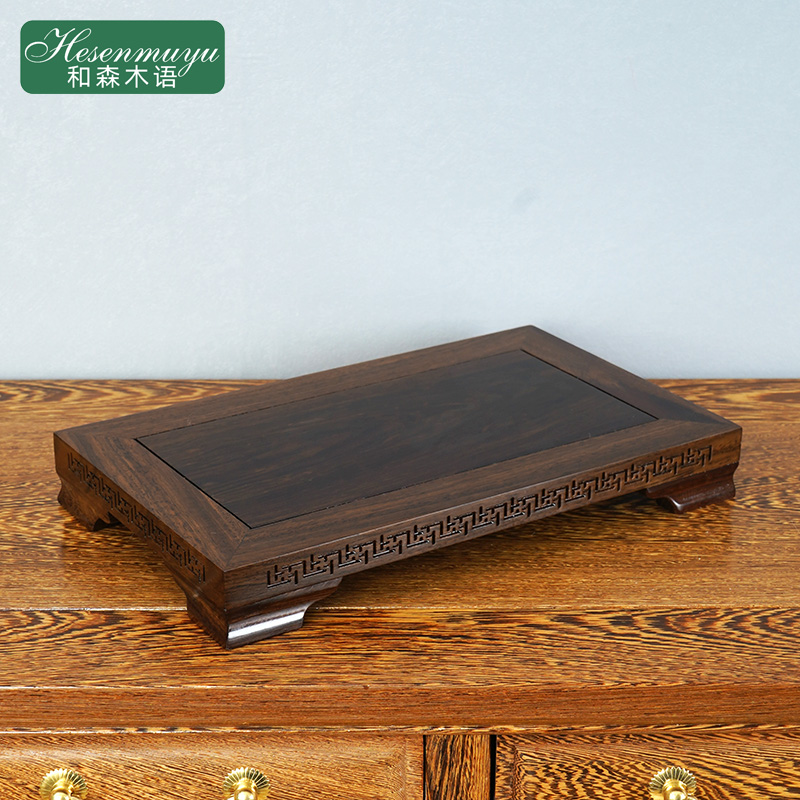 黑檀木四方实木矮底座摆件鱼缸茶室托盘盆景佛像瓷器花瓶原木托架