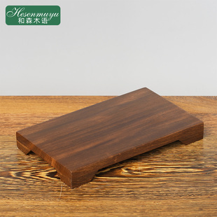 胡桃木整料长方矮平板实木底座花瓶佛像铜摆件新中式垫高木托定制