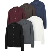 上衣老钱风休闲纽扣毛衣开衫 paris style拉夫风polo领纽花针织衫