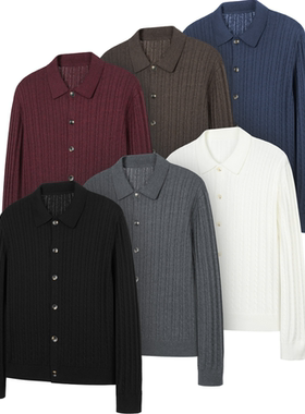 paris style拉夫风polo领纽花针织衫上衣老钱风休闲纽扣毛衣开衫