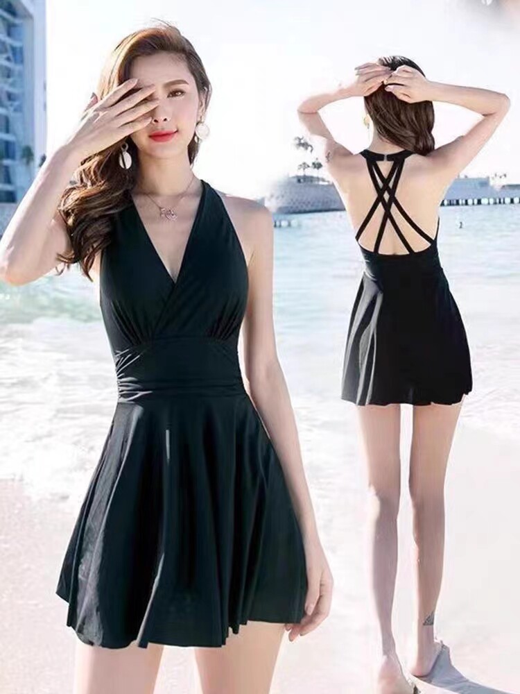 泳衣女夏2023新款连体性感遮肚显瘦游泳衣大码度假泡温泉泳装女士