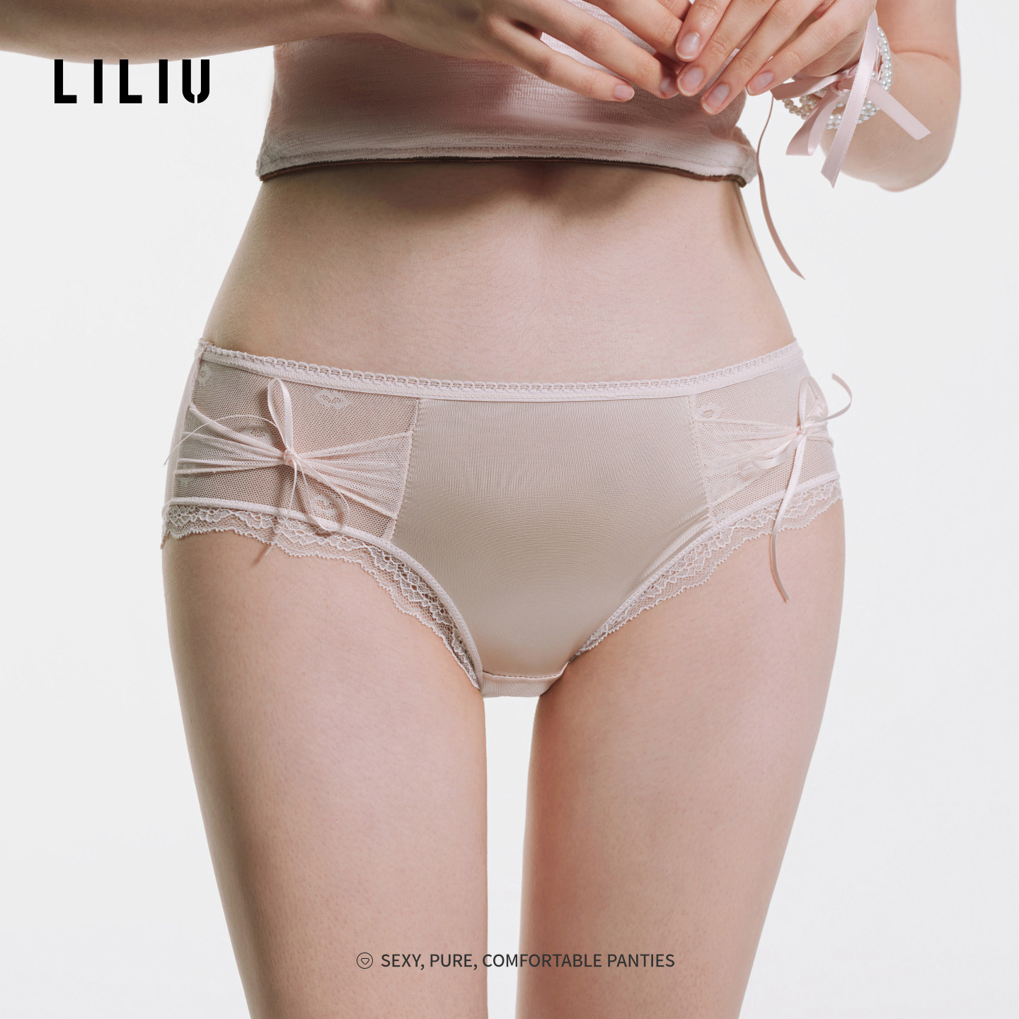 LILIU|燕尾蝶·缎面蕾丝内裤女图片