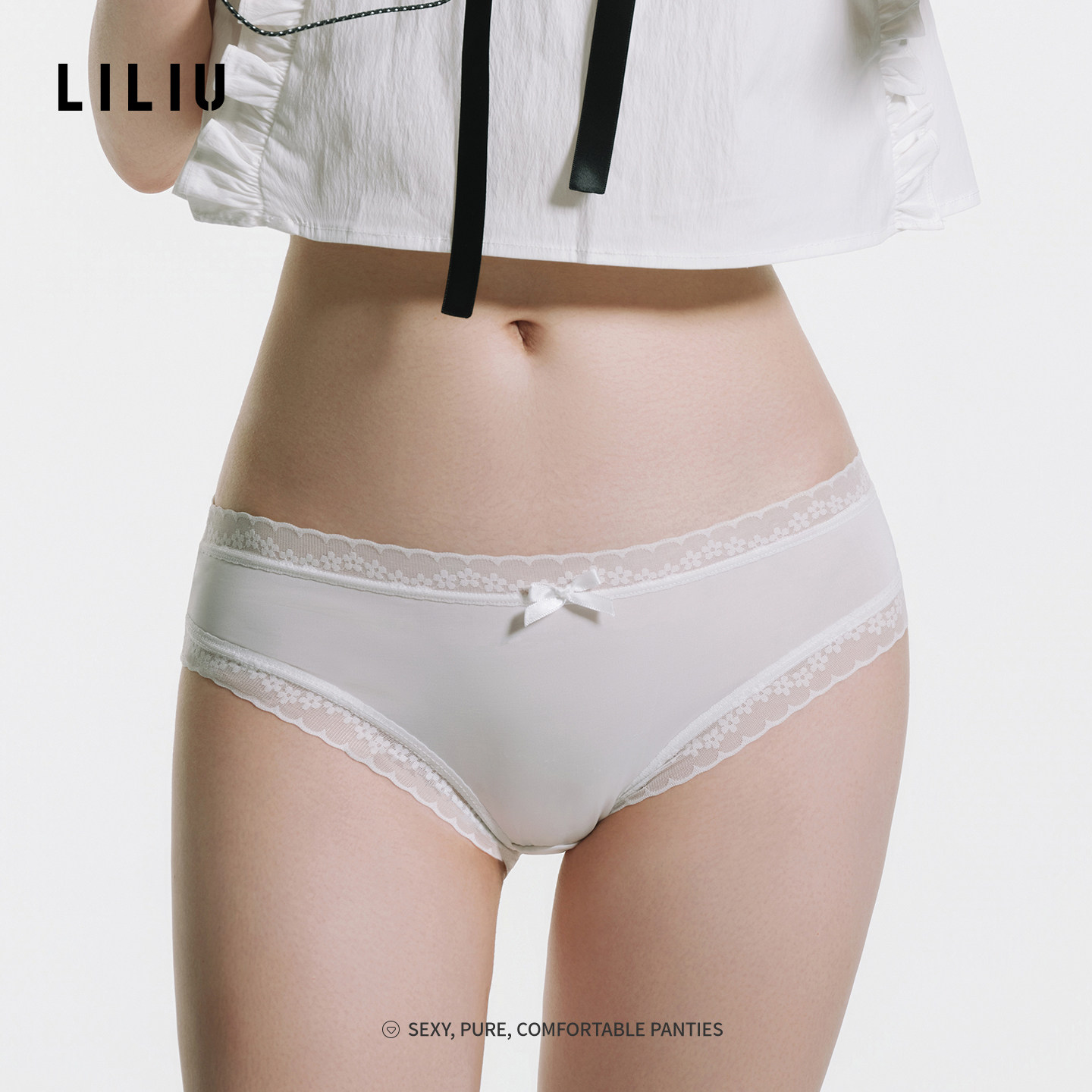 LILIU|纯欲甜美风蕾丝边内裤女图片