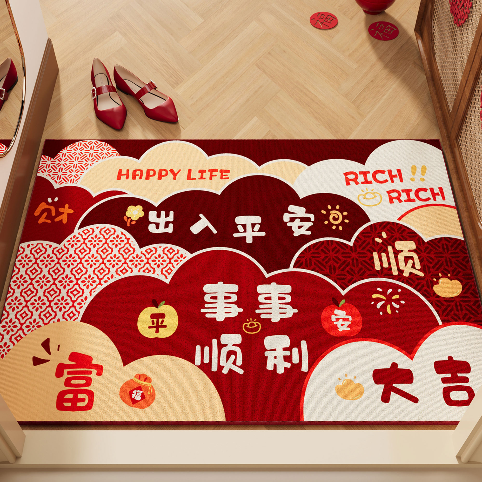 喜庆红色地垫入户门垫