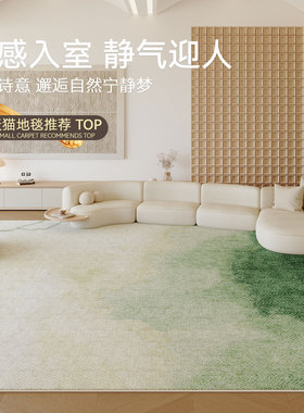侘寂风地毯客厅免洗可擦隔音艺术绿色森系沙发茶几地垫轻奢高级感