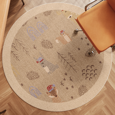 仿剑麻圆形书房地毯隔音防滑