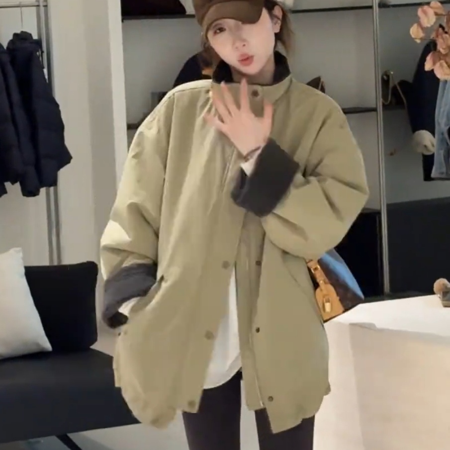 韩系立领双面穿派克服女冬季新款