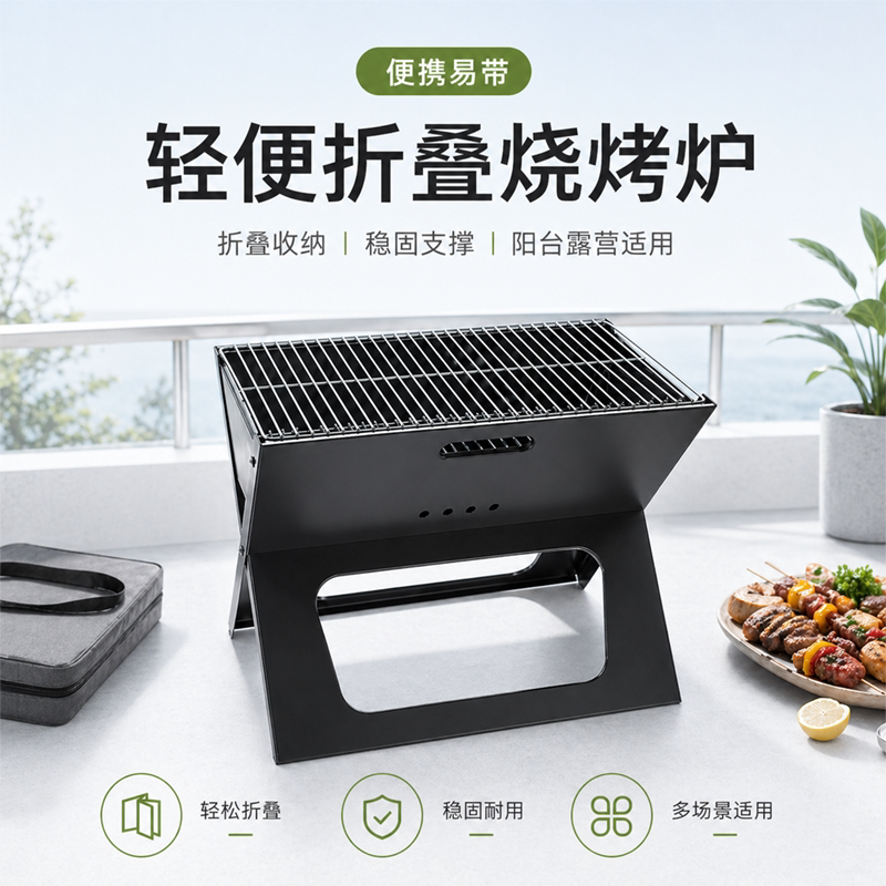 便携折叠户外露营木炭烧烤炉