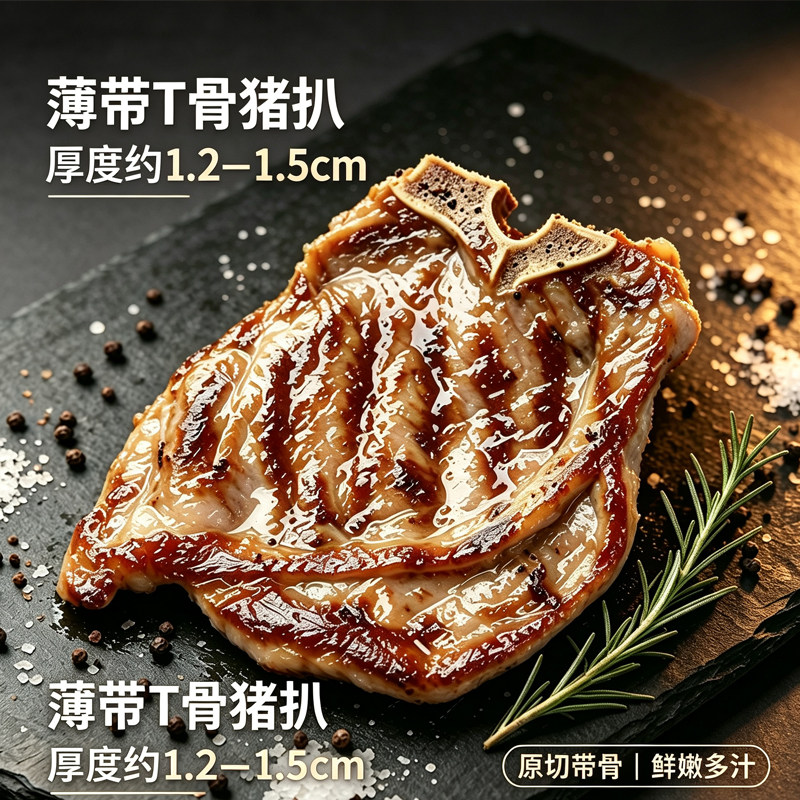 惠隆溪香煎黑椒微辣猪排猪扒带骨薄切预制菜轻餐饮茶餐厅夜宵摆摊