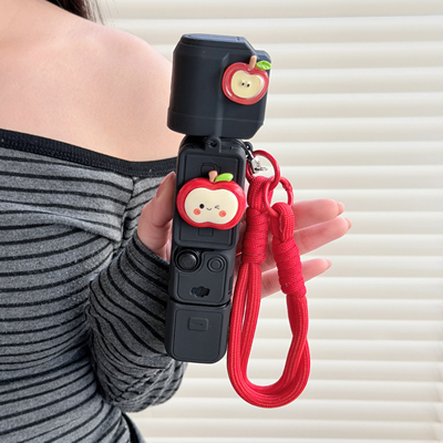 红苹果适用大疆OsmoPocket 3云台相机壳硅胶套保护壳防摔防磕创意