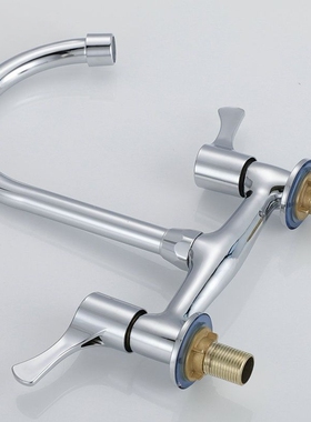 铜 150mm孔距老式面盆水龙头 孔距20cm双孔洗手盆立式冷热15公分