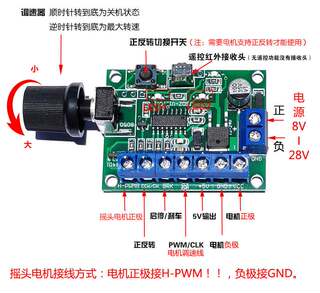 PWM直流无刷电机调速器CLK遥控控制器正反转摇头风扇控制板12V24V