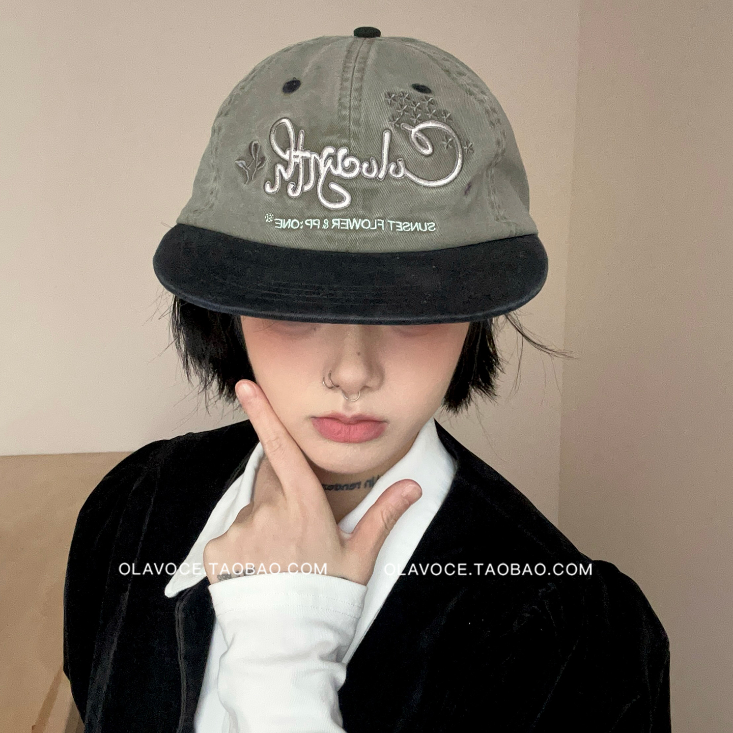 韩版小众拼色棒球帽平檐软顶