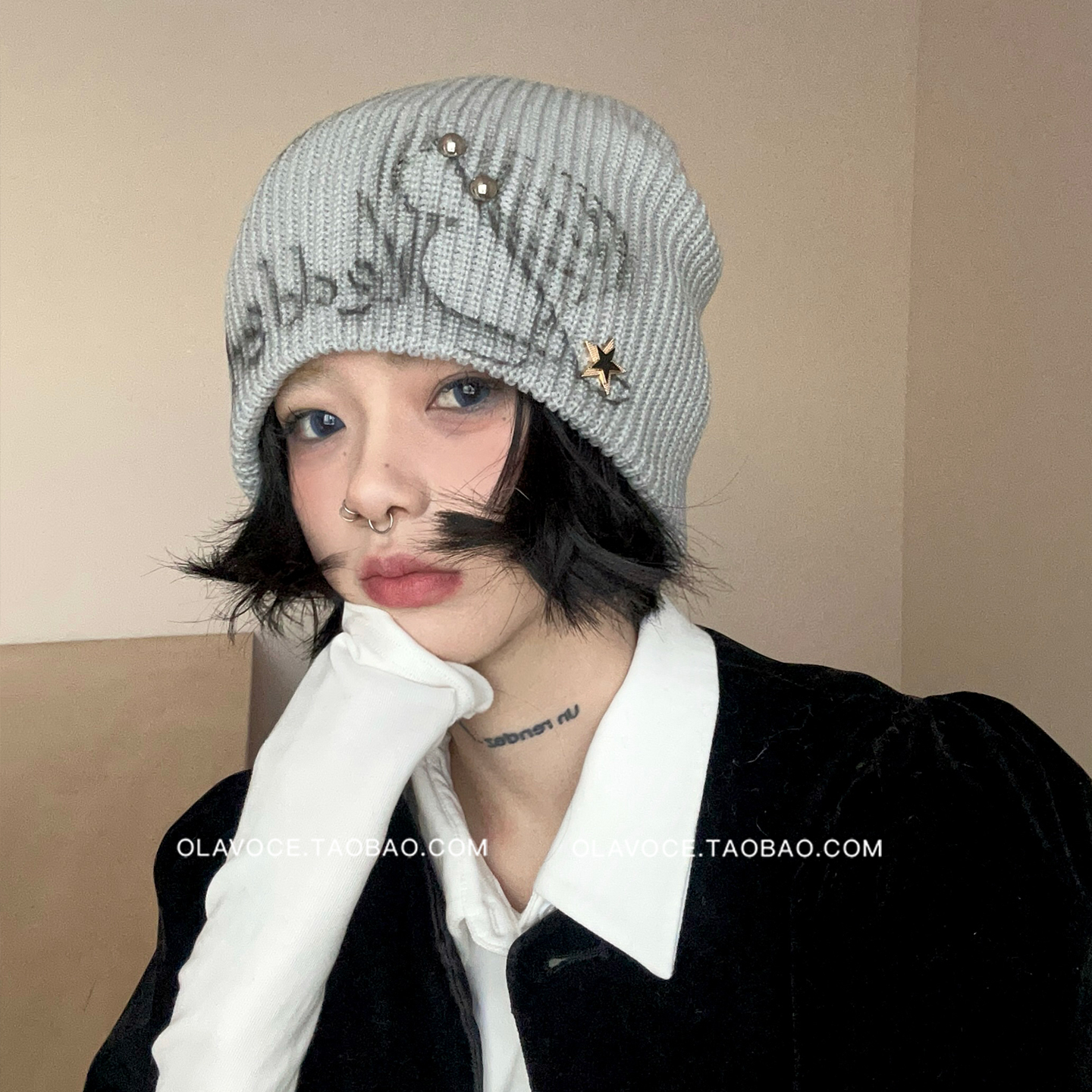 甜酷y2k毛线帽秋冬保暖