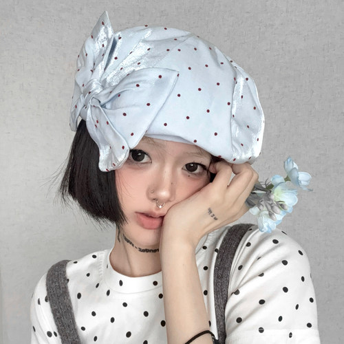 日系复古波点八角帽女显脸小防晒