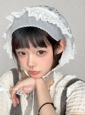 法式复古蕾丝花边包头帽女