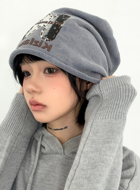 早秋大头围显脸小堆堆帽女慵懒废土风冷帽中性美式卷边包头帽子男
