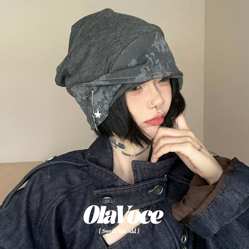 废土风扎染包头堆堆帽