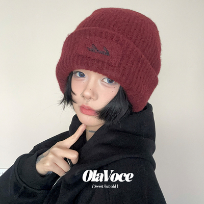 韩版大头围双层毛线帽