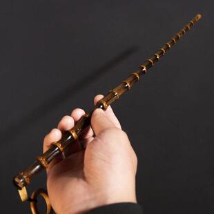紫竹把件竹教鞭盘玩紫竹根戒尺手棍竹子戒尺文玩手把件实心竹玉竹