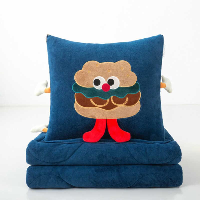 加厚牛奶绒抱枕被子两用毛毯汽车靠垫枕头被办公室沙发保暖双面冬