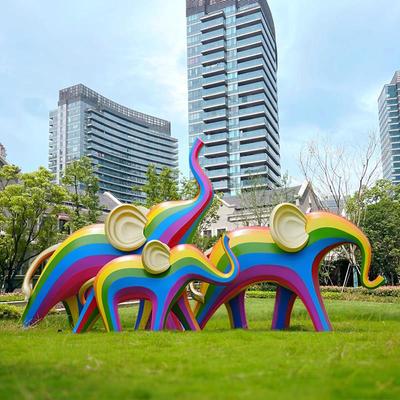 户外大型几何抽象大象玻璃钢雕塑园林小区草坪地美陈装饰落地摆件