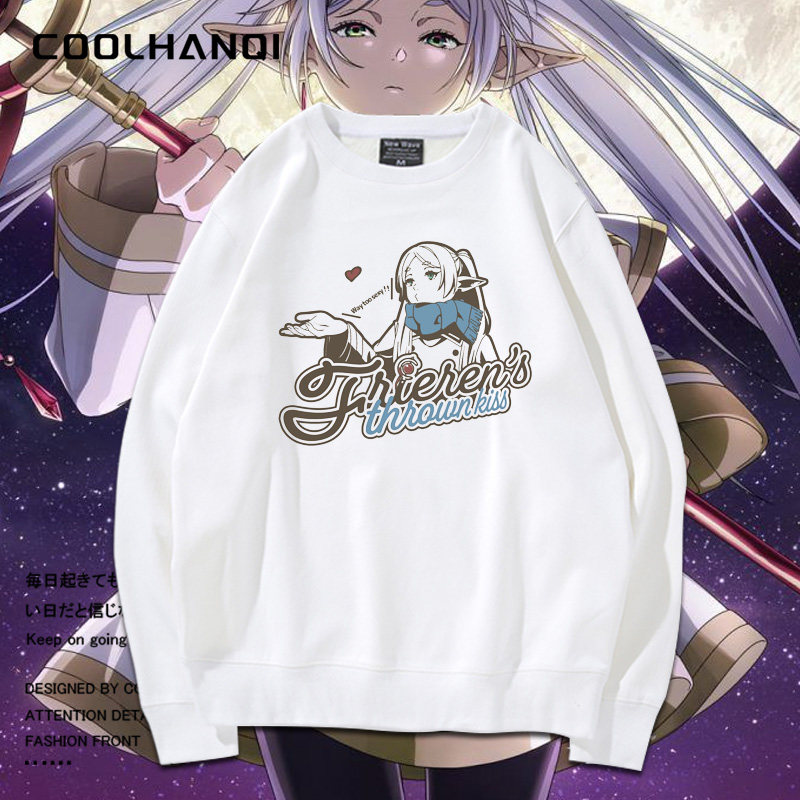 葬送的芙莉莲二次元印花圆领卫衣男女春秋薄款宽松无帽衫上衣衣服