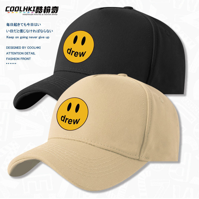 贾斯汀比伯 drew 同款笑脸帽子 男女夏季遮阳帽棒球帽鸭舌帽 潮牌图片
