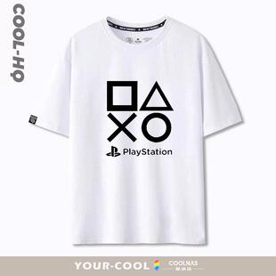 playstation索尼PS游戏机ps4经典logo男士短袖t恤纯棉宽松大码夏