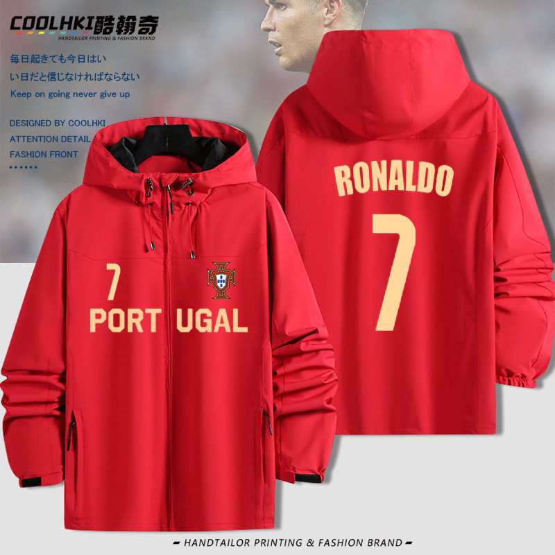 世界杯葡萄牙C罗同款7号连帽冲锋衣男女士三合一外套装春秋季加厚