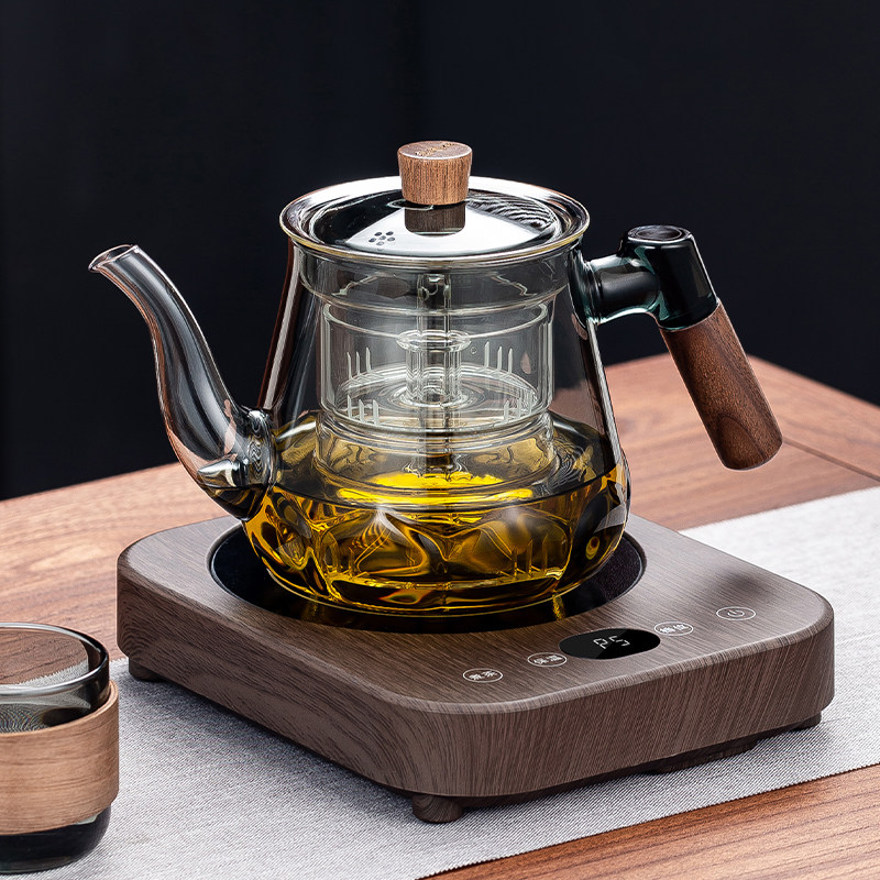 新款家用小型玻璃蒸煮煮茶壶耐高温煮茶器黑晶炉养生壶套装蒸茶壶