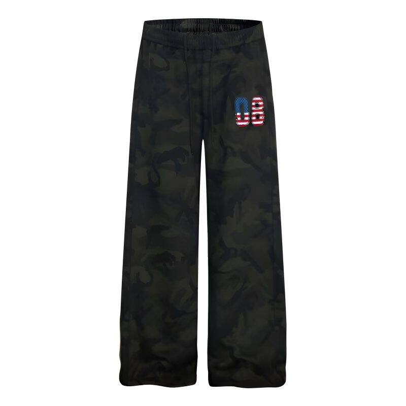 美式复古街头阔腿卫裤男女春秋季宽松休闲街舞百搭松紧腰拖地长裤